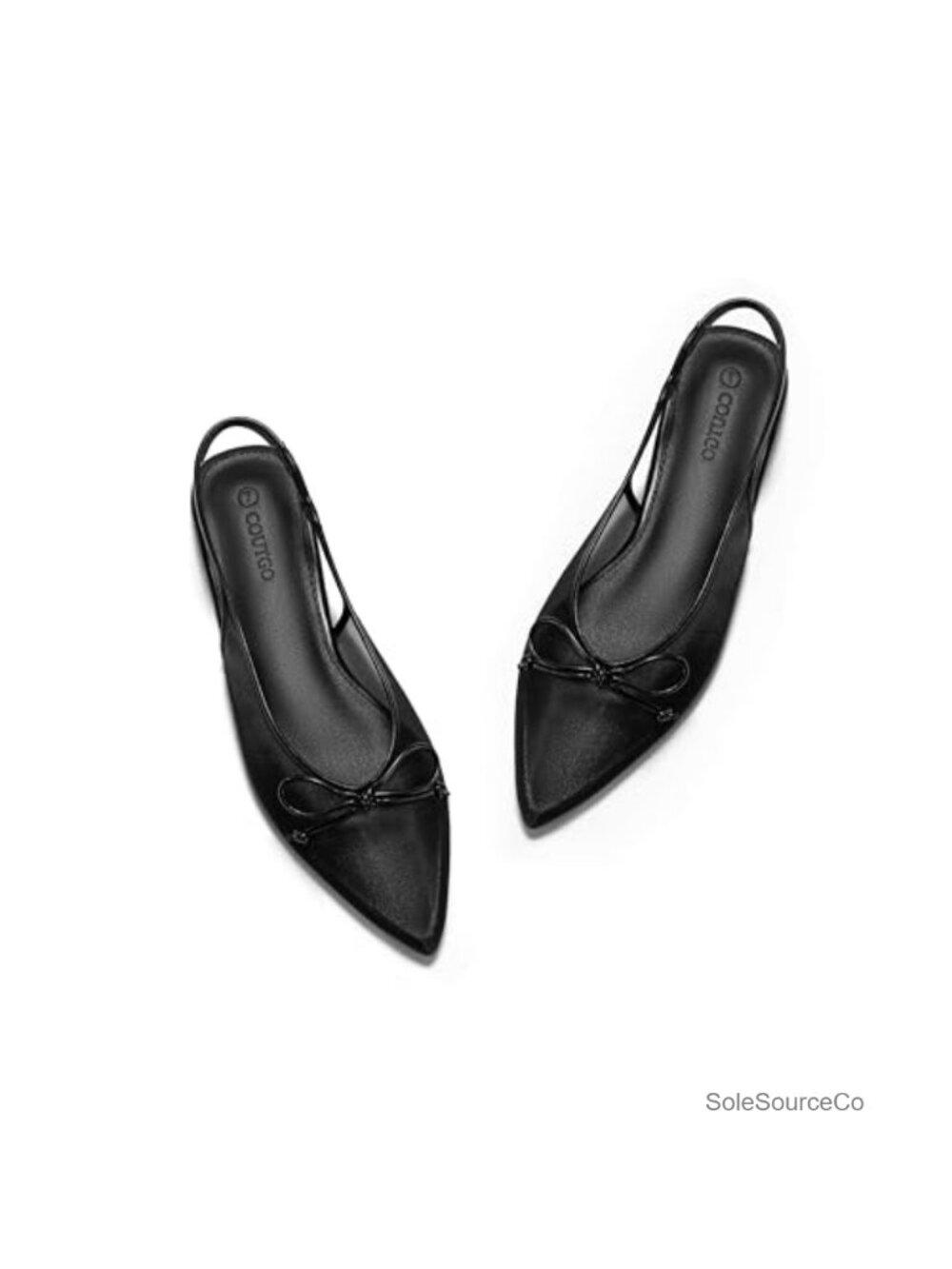 Mesh Slingback Ballet Flats Bow Pointed Toe Low Heel Dress Shoes